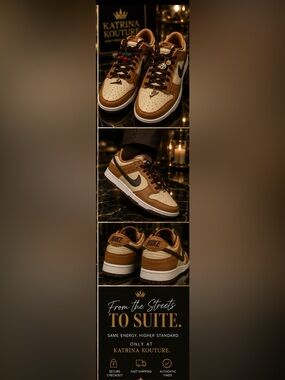 Nike Dunk Low Wheat Mocha Brown Cream Custom Lace Charms Women’s Sneakers EUC
